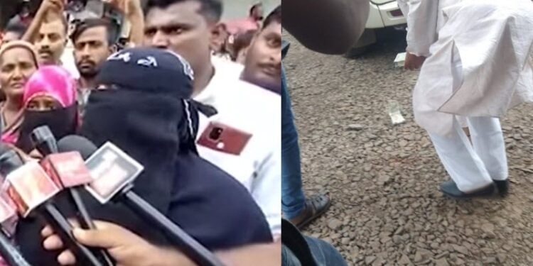 siddaramaiah assault-case-anger-victim-family-members-threw-money-against-siddaramaiahs-vehicle